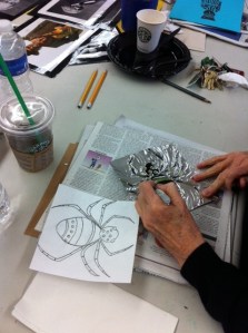 Polly incorporates symmetry of living creatures into her tooling.